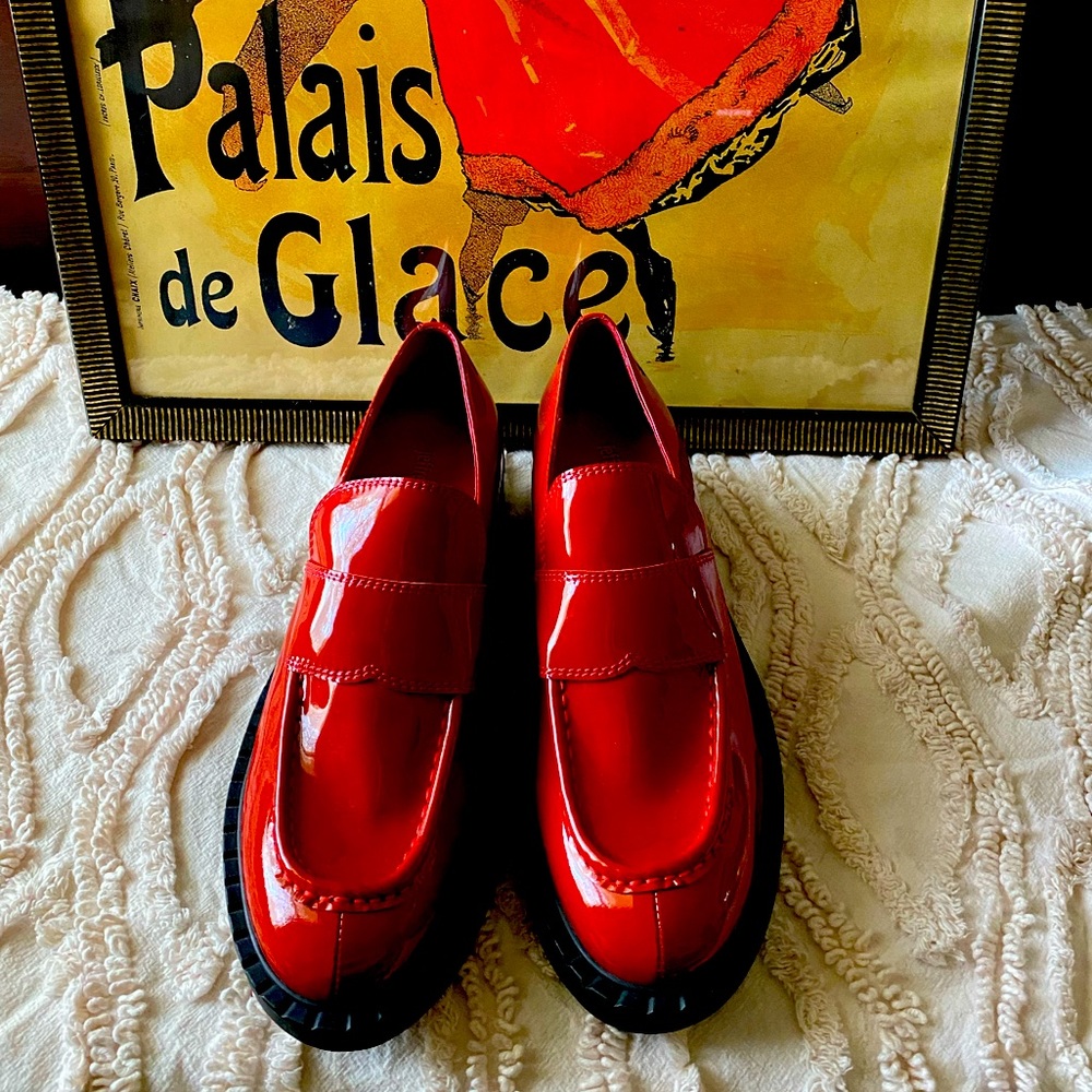 RARE Jeffrey Campbell for Free People Librarian Loafer Red Size 9
